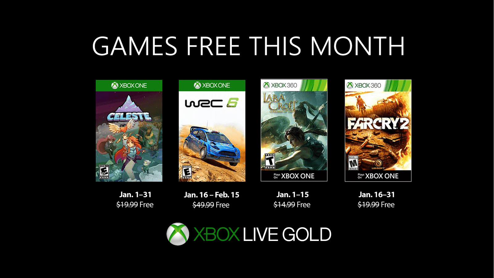 Juegos con Gold de enero de 2019