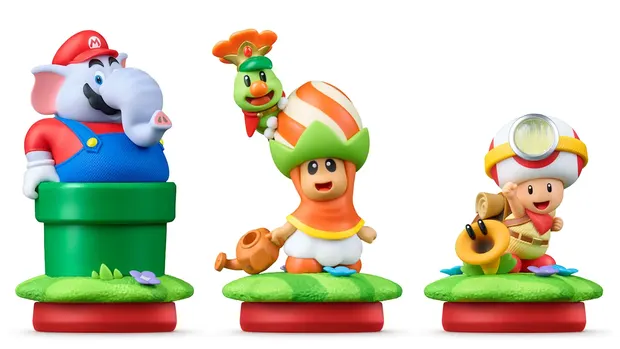 Amiibo Mario Elefante Poplin Principe Florian Capitan Toad flor parlante